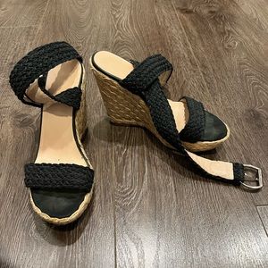Stuart Weitzman Espadrilles. Black woven straps/tan woven side. Barely worn.